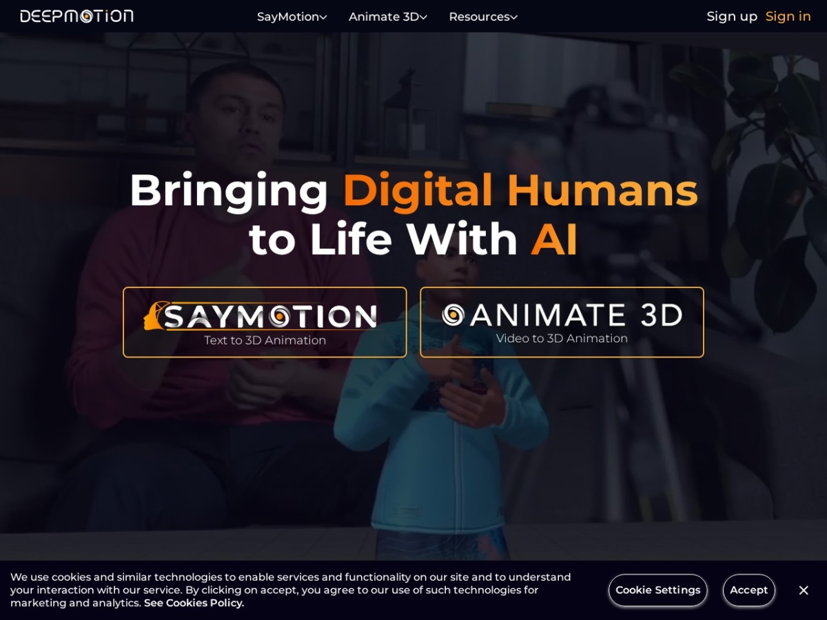 DeepMotion homepage screenshot
